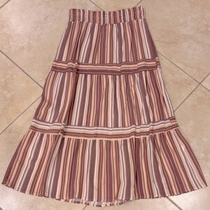 NAIF Striped Tiered Midi Skirt